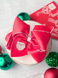 Santa Embroidered Hair Bow | Clip or Headband