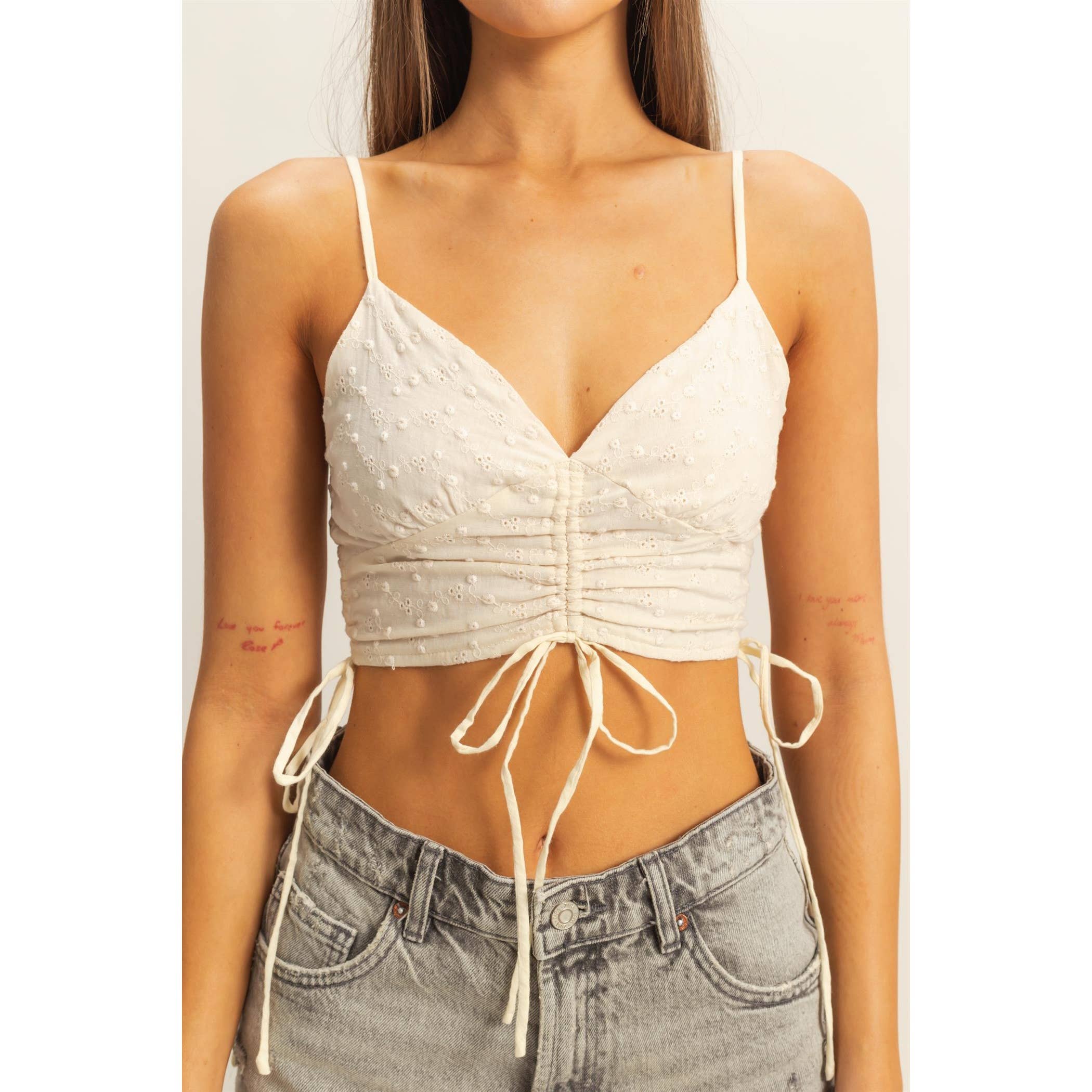 Drawstring Detail Crop Cami Top