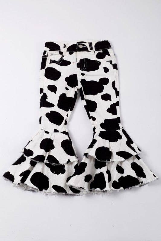 Cow Print Denim Flares