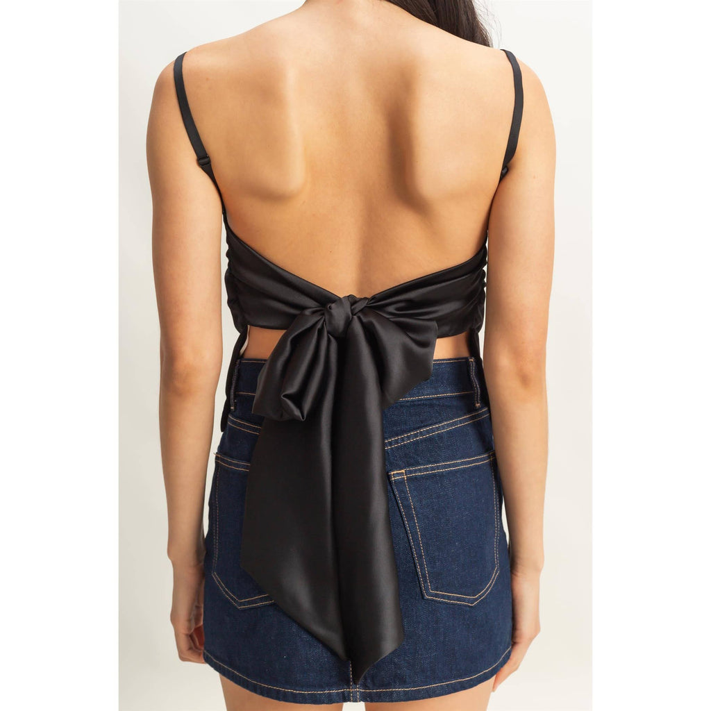 Satin Back Tie Detail Sleeveless Top