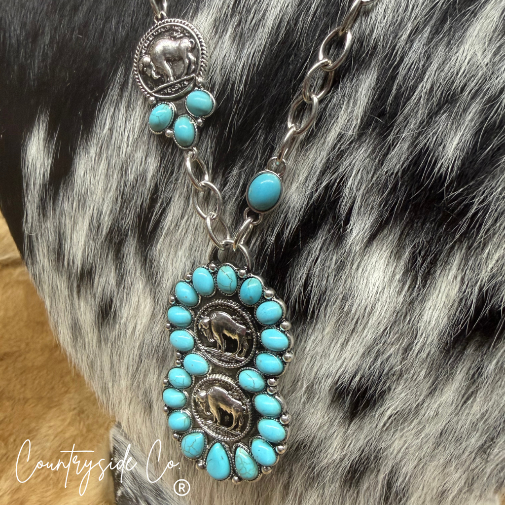 Buffalo and Turquoise Necklace
