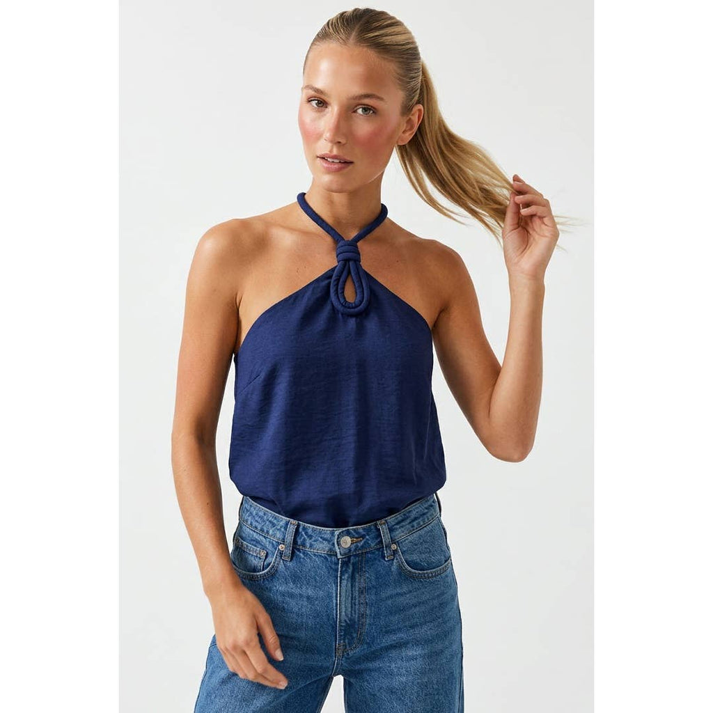 Cord Keyhole Sleeveless Top