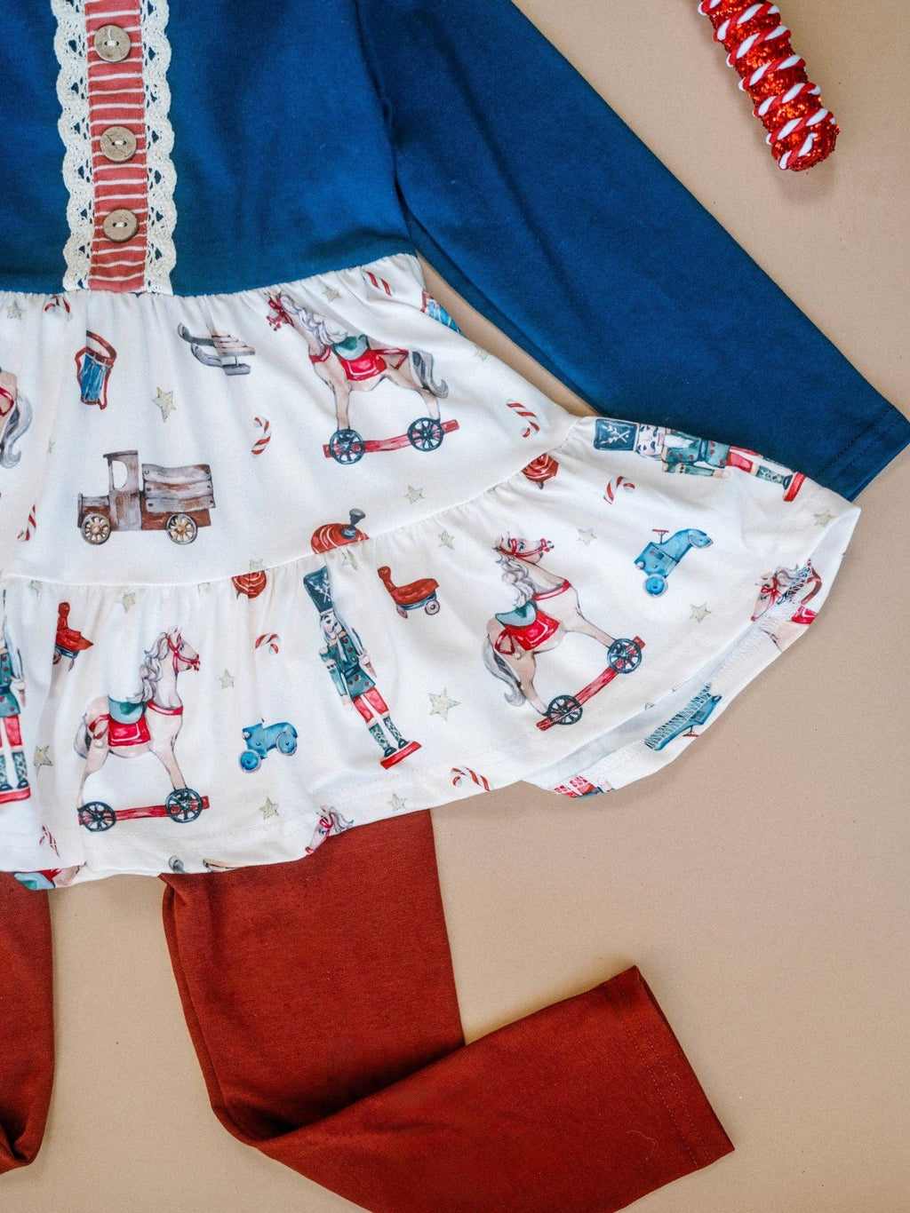 Vintage Christmas Toys Tunic Top and Leggings Set