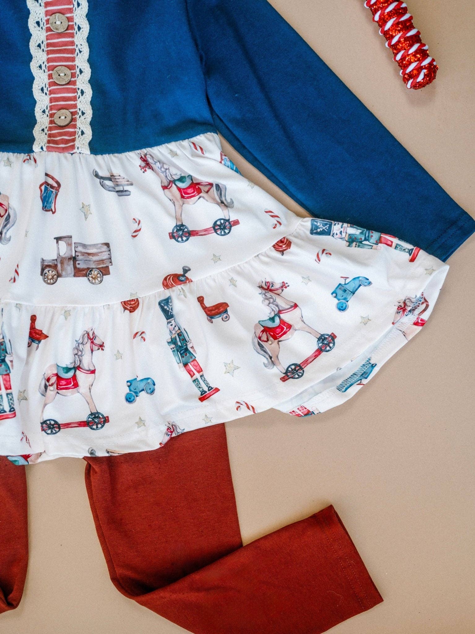 Vintage Christmas Toys Tunic Top and Leggings Set