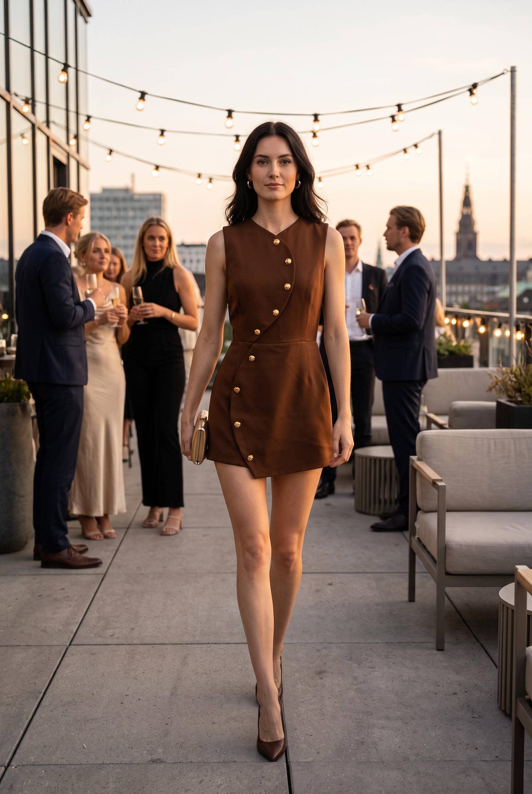 Golden Button Brown Romper