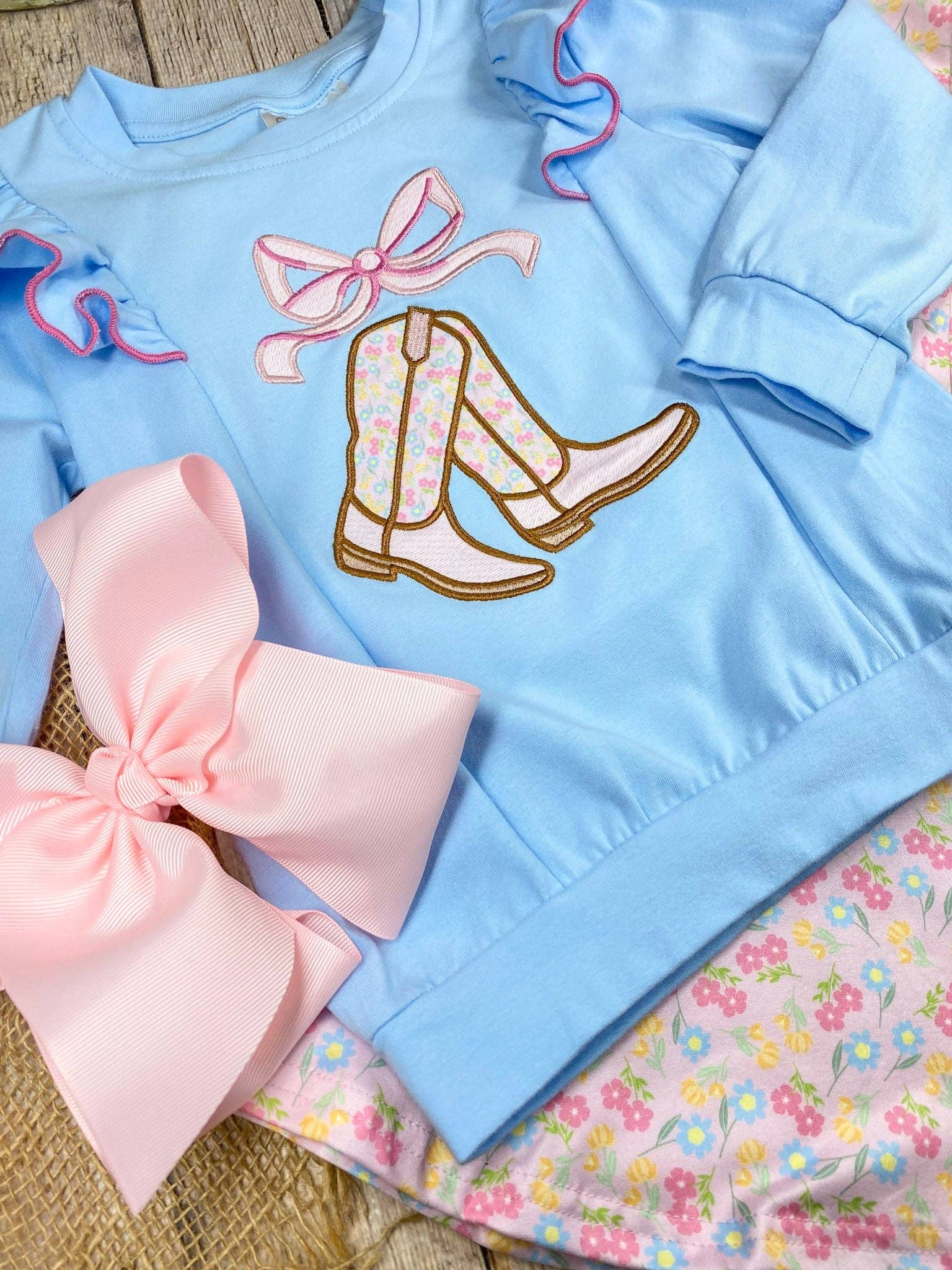 Boots and Bows Western Bell Bottom Set