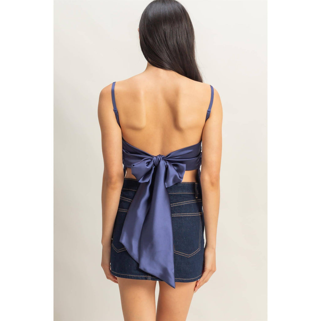 Satin Back Tie Detail Sleeveless Top