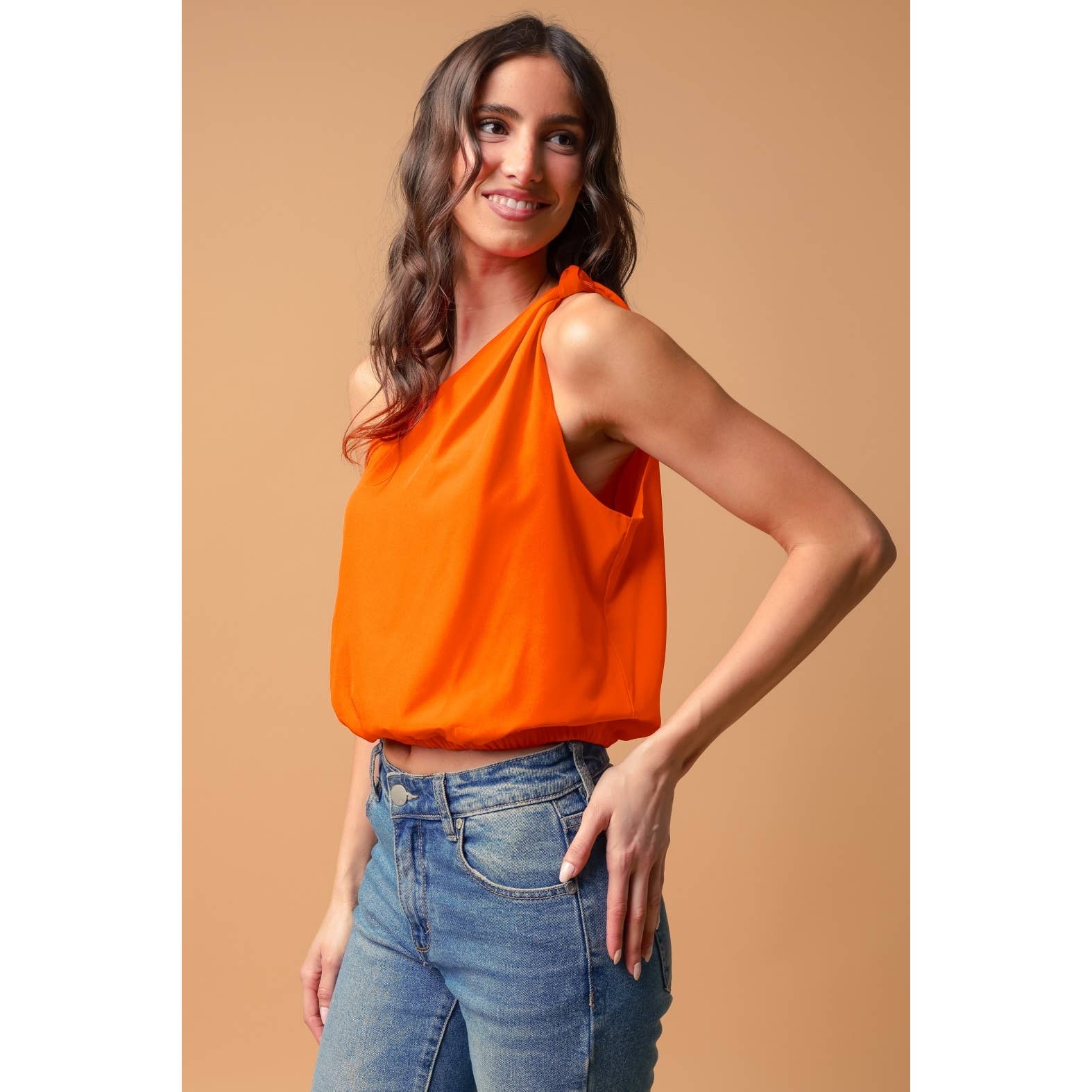One Shoulder Knot Detail Top